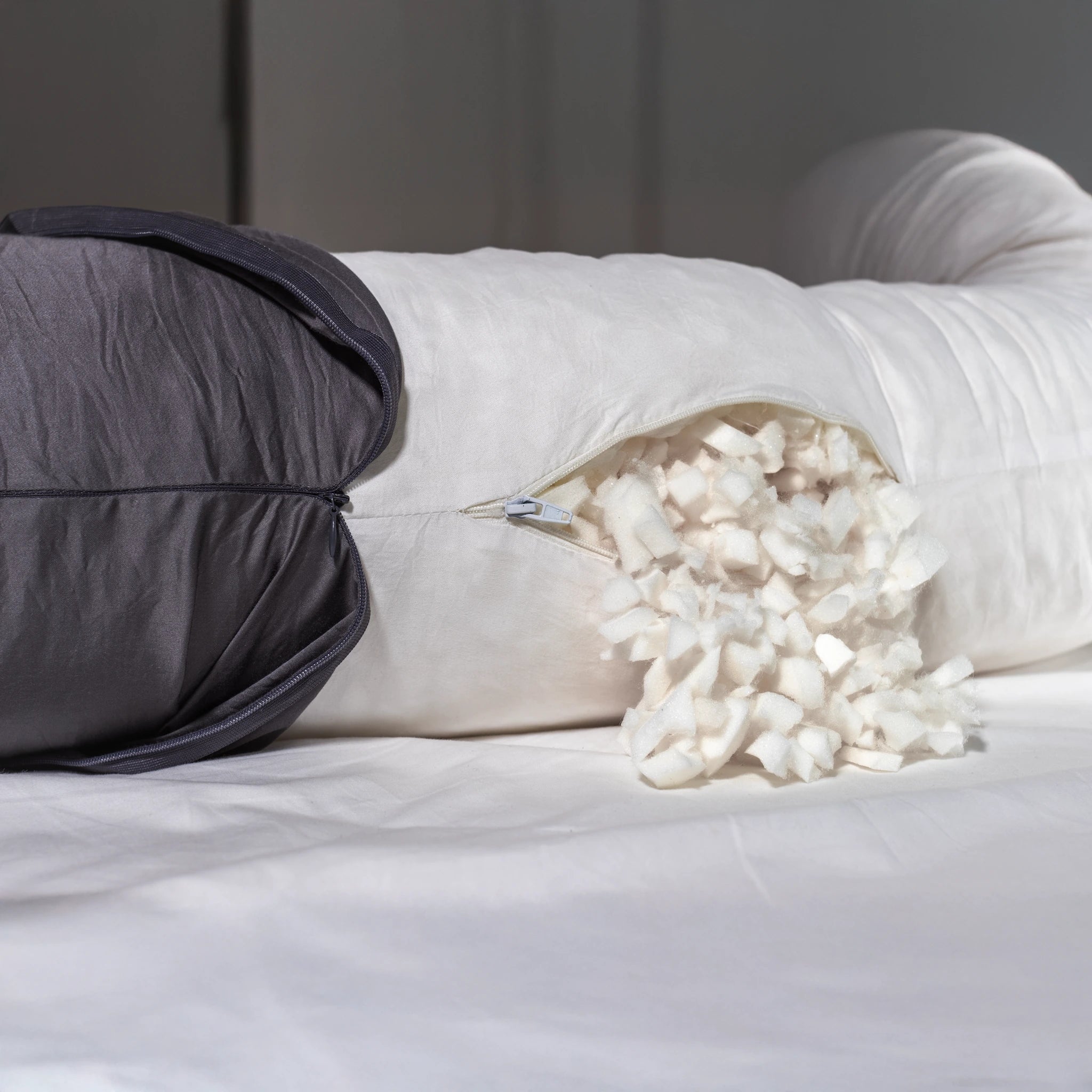 Comfybud body pillow with shredded memory foam filling for customizable support, softness, and restful sleep